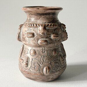 Vintage Anatomically Correct Tribal Clay Pottery Vase Signed